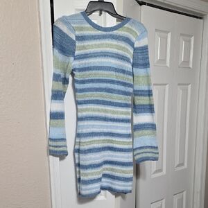 Striped Knit Dress in Blue and Green Beach Cover Up